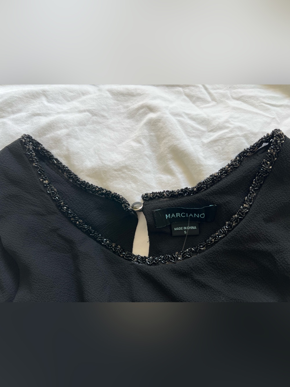 Marciano Black Layered Tank with Beaded Neckline